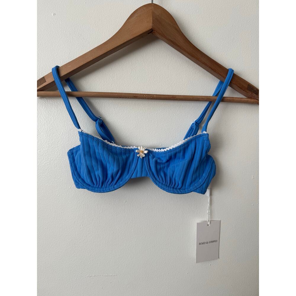 NWT Solid & Striped XS Daphne Luxe Ribbed Bikini Top Marina Blue